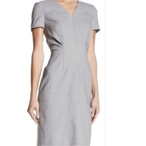 HUGO BOSS Deshina gray sheath dress in 100% virgin wool, sz 14. Work career